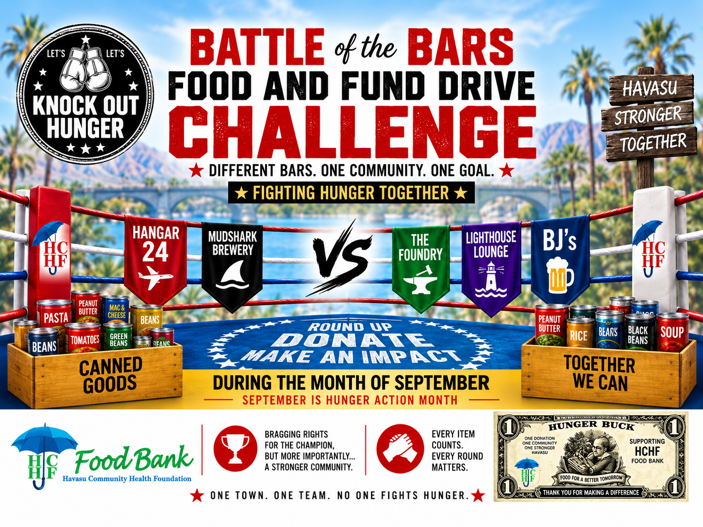 Battle of the Bars Food and Fund Drive Challenge — local bars competing during September Hunger Action Month to fight hunger in Lake Havasu City