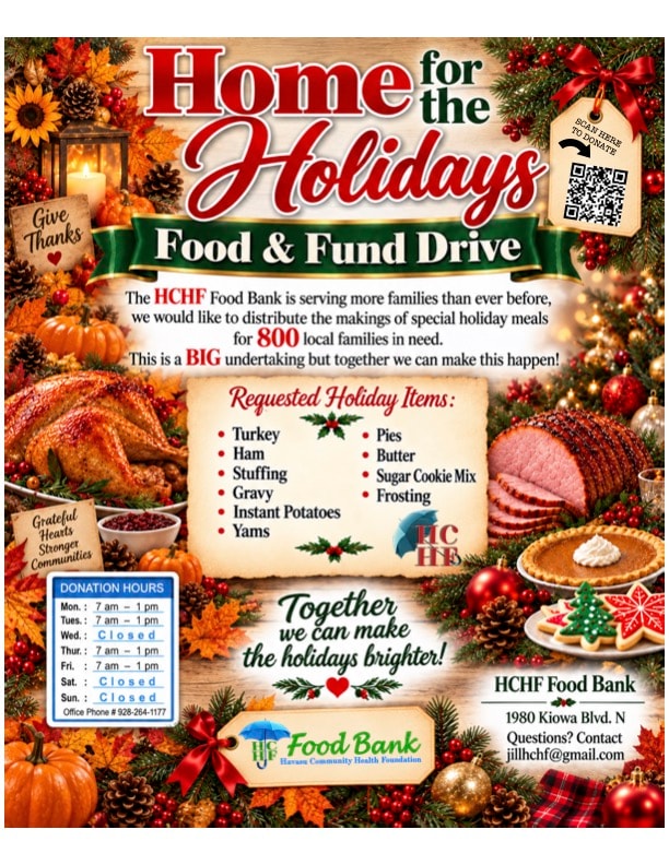 2026 Home for the Holidays Food and Fund Drive poster