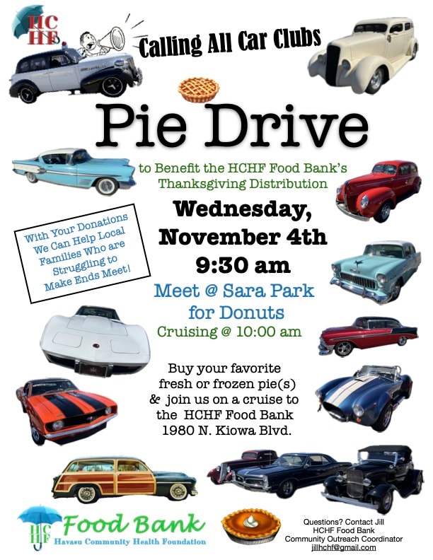 2026 Pie Drive — Calling All Car Clubs to benefit the HCHF Food Bank Thanksgiving Distribution